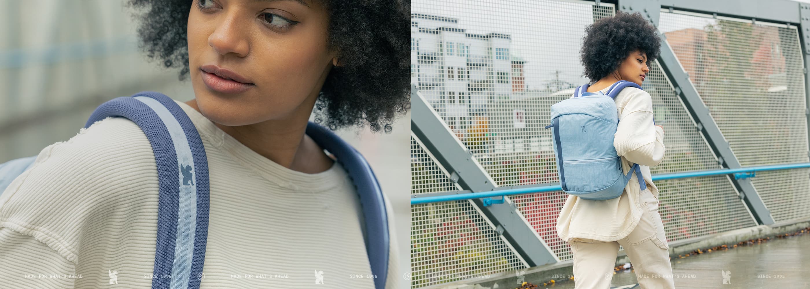 Woman with 一分钟稳定查询赛车顶尖赛事结果-JISU直播渠道,实时播放赛车官网记录 #168赛道75秒 a blue backpack looking over her shoulder on a bridge