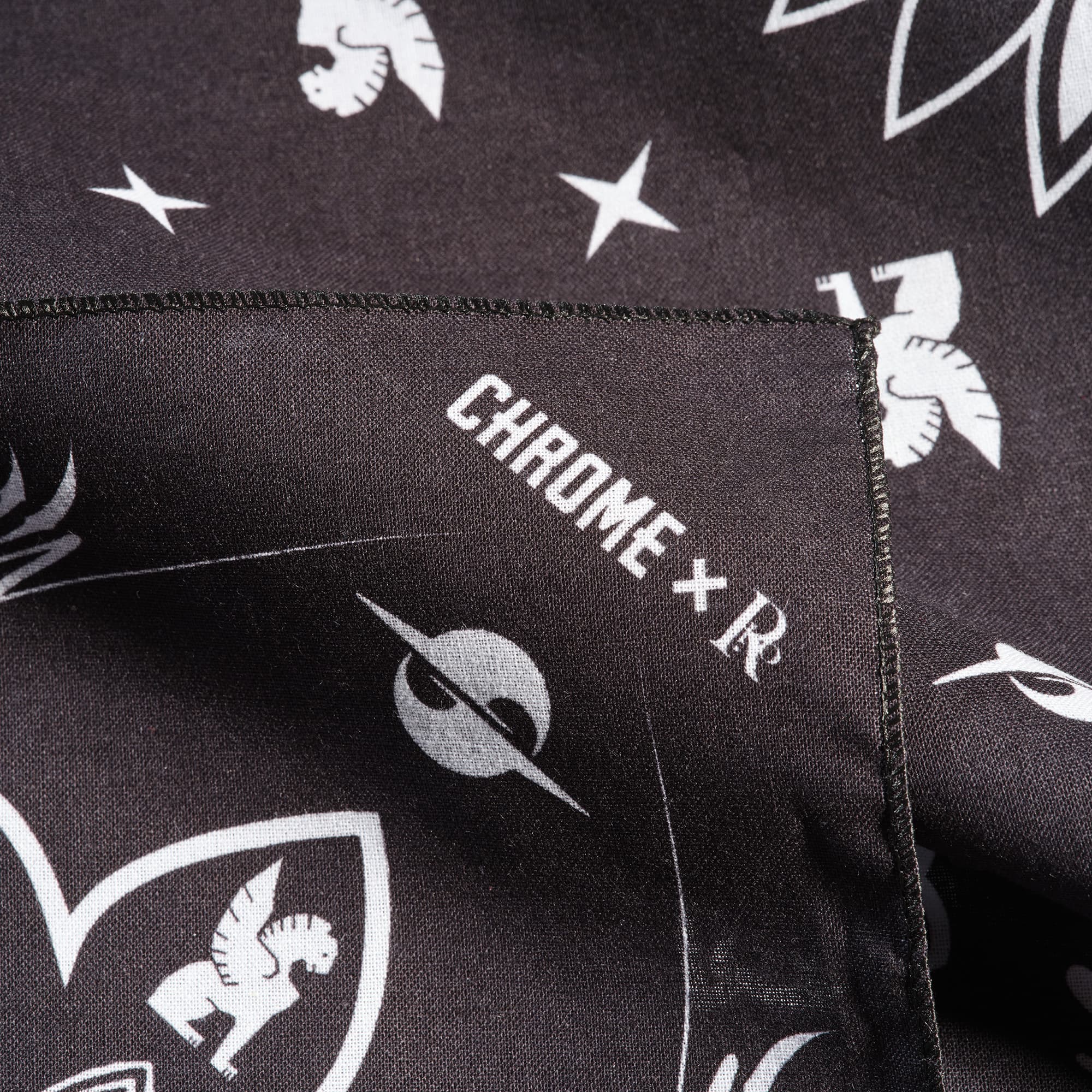 Up close logo on the Chrome x Rio Bandana