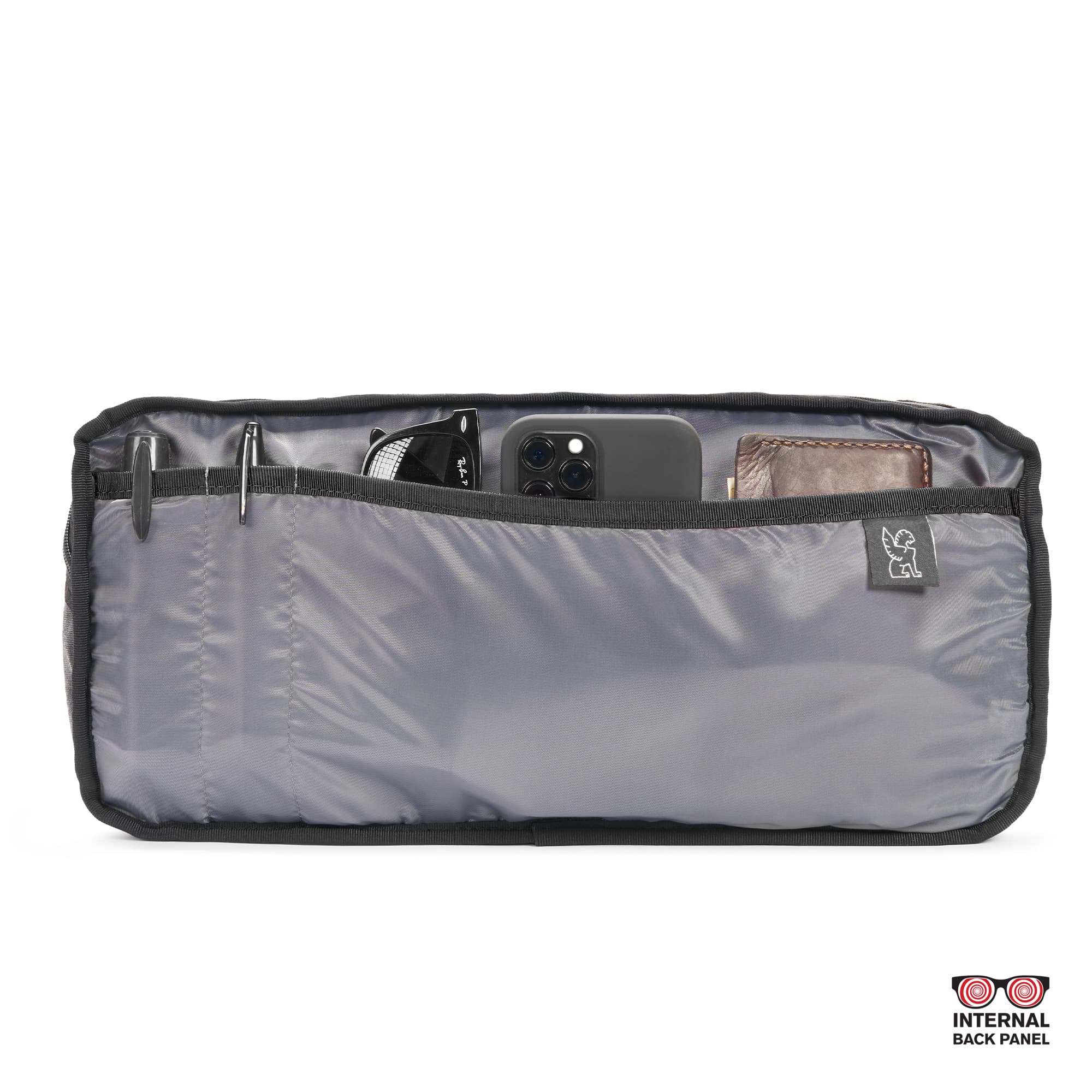 9L Kadet Sling in black inside out pocket view #color_black