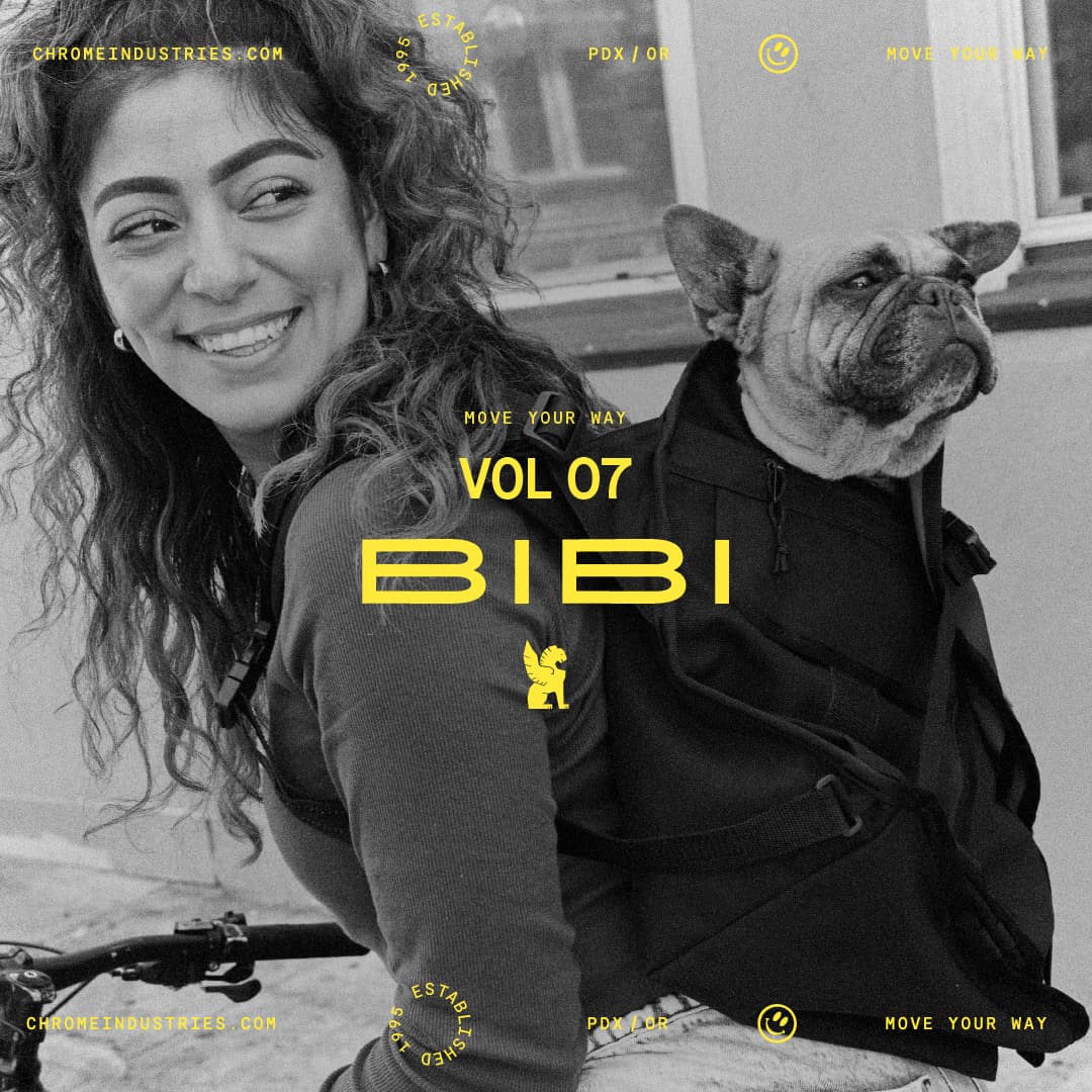 Bibi and her dog in a pack