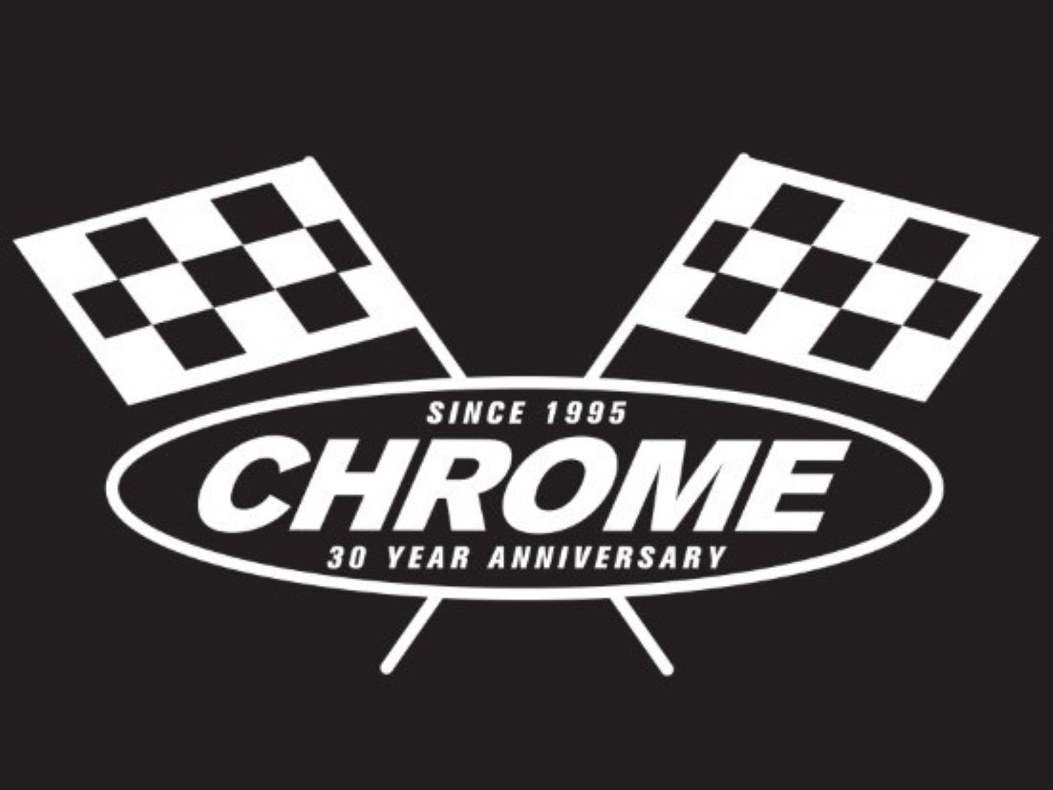 Checkered racing flags with the 30 years of Chrome